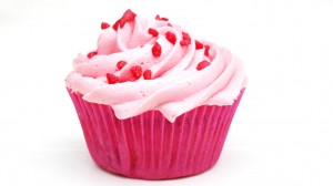 Aardbeiencupcakes met roze toef