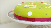 Verjaardagstaart met chocoladeganache en groene fondant